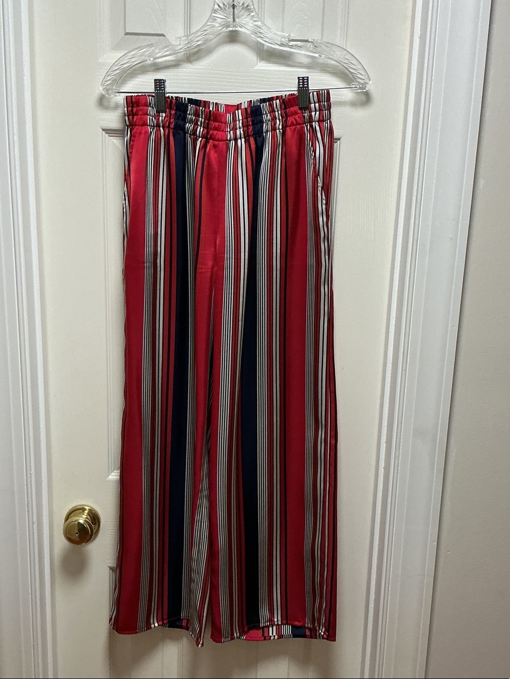 Ralph Lauren Red, Navy and White Striped Flowing Pants